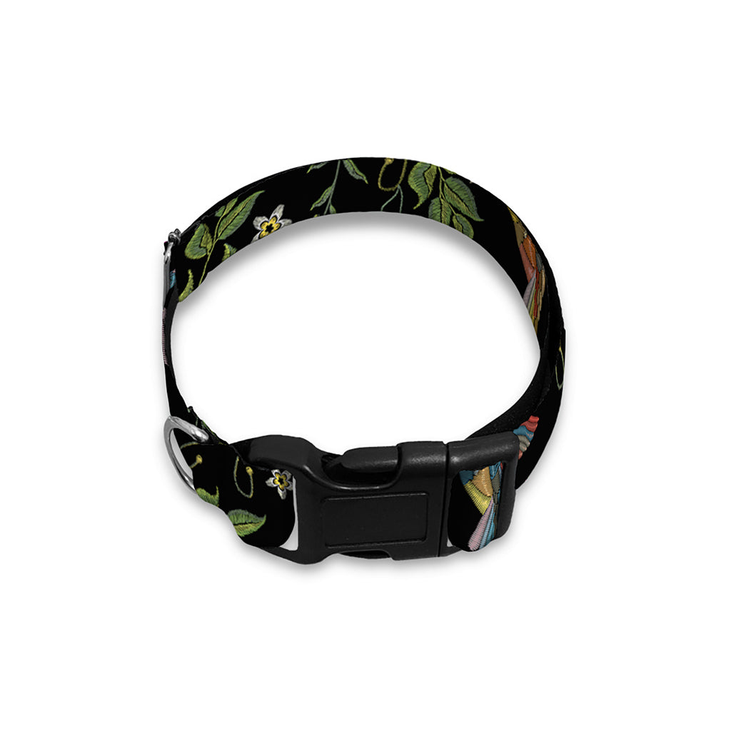 Wild Flowers And Hummingbird Print Dog Collar
