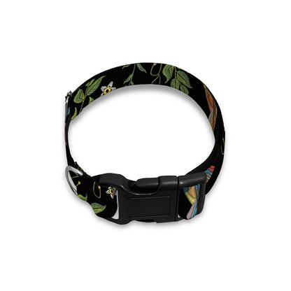 Wild Flowers And Hummingbird Print Dog Collar