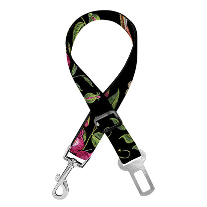 Wild Flowers And Hummingbird Print Dog Seat Belt
