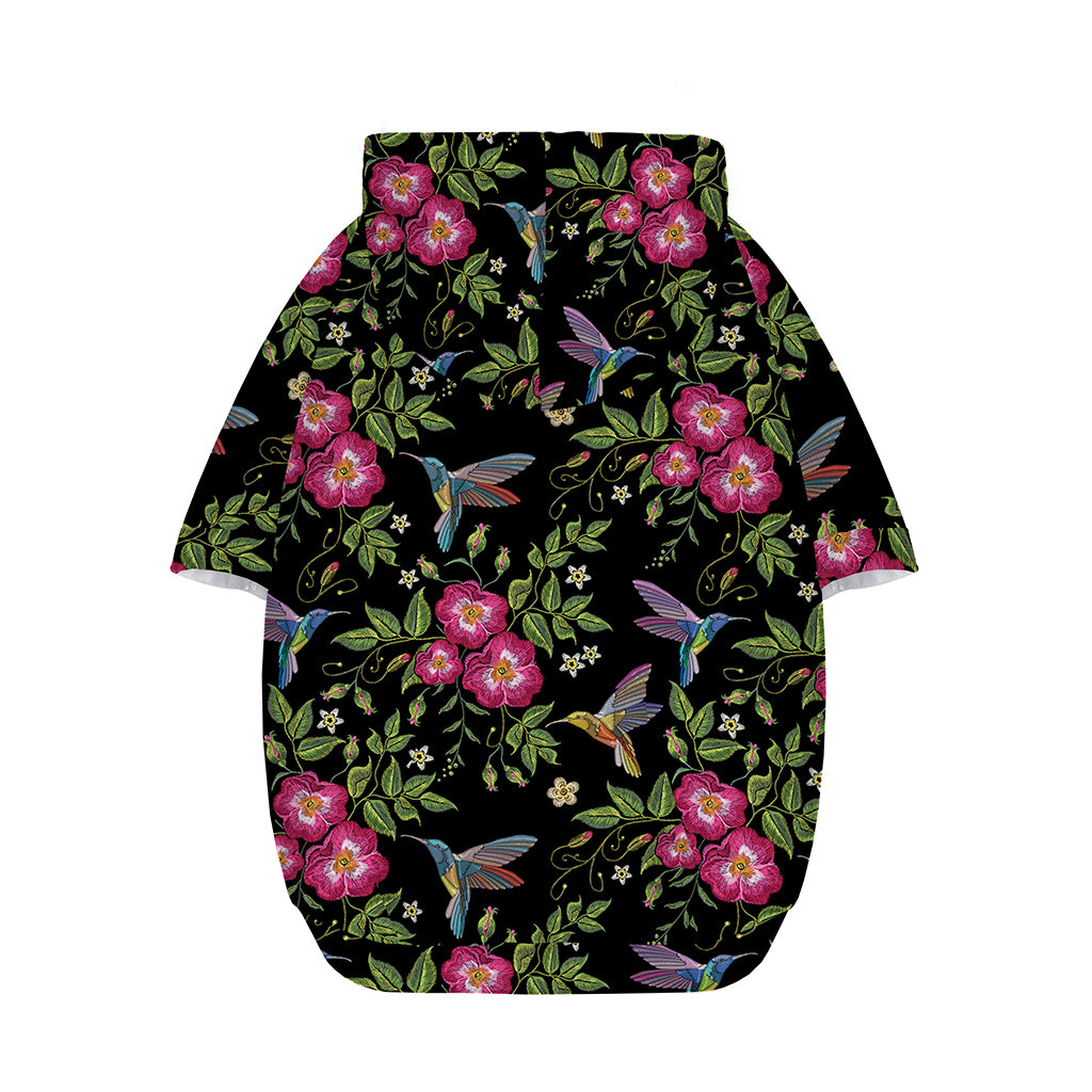 Wild Flowers And Hummingbird Print Dog Zip Up Hoodie