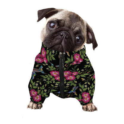 Wild Flowers And Hummingbird Print Dog Zip Up Jacket