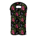 Wild Flowers And Hummingbird Print Double Neoprene Wine Tote