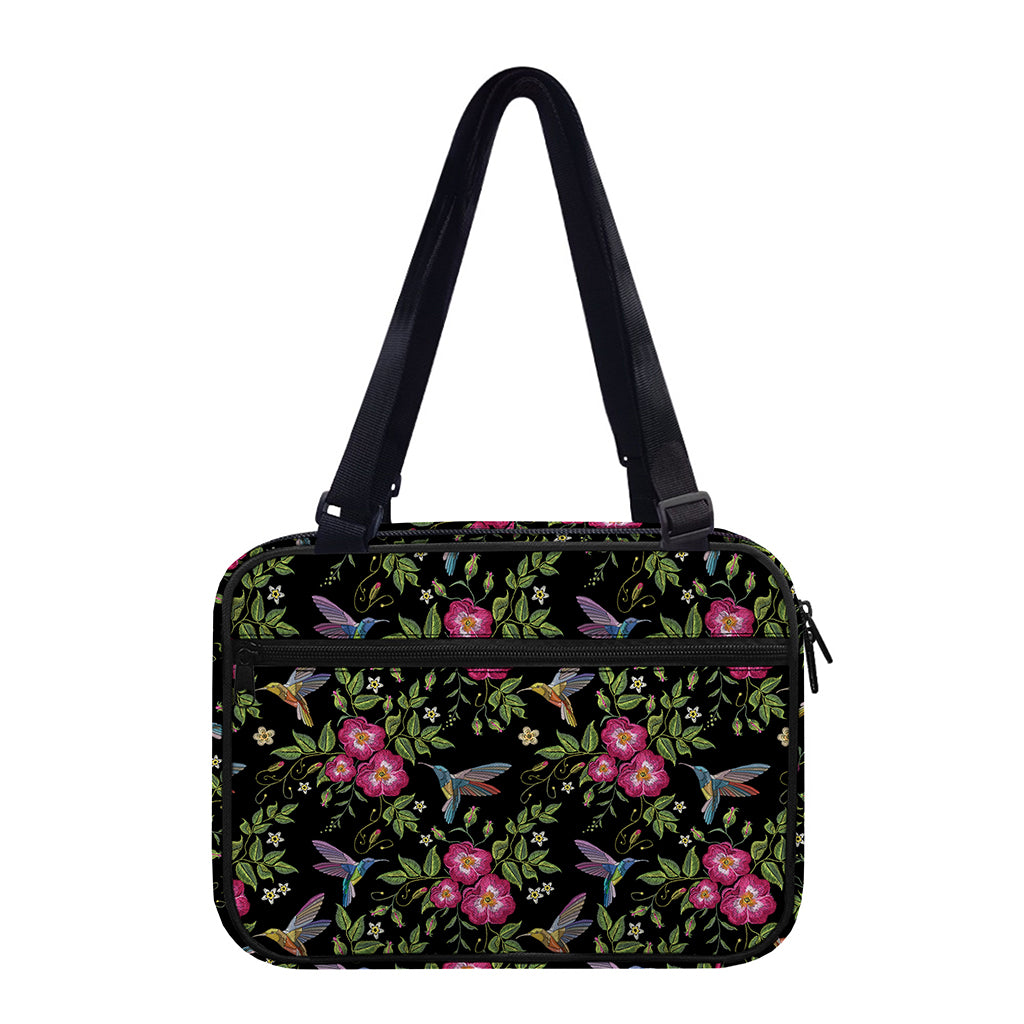 Wild Flowers And Hummingbird Print Double Strap Bible Bag