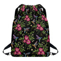 Wild Flowers And Hummingbird Print Drawstring Backpack