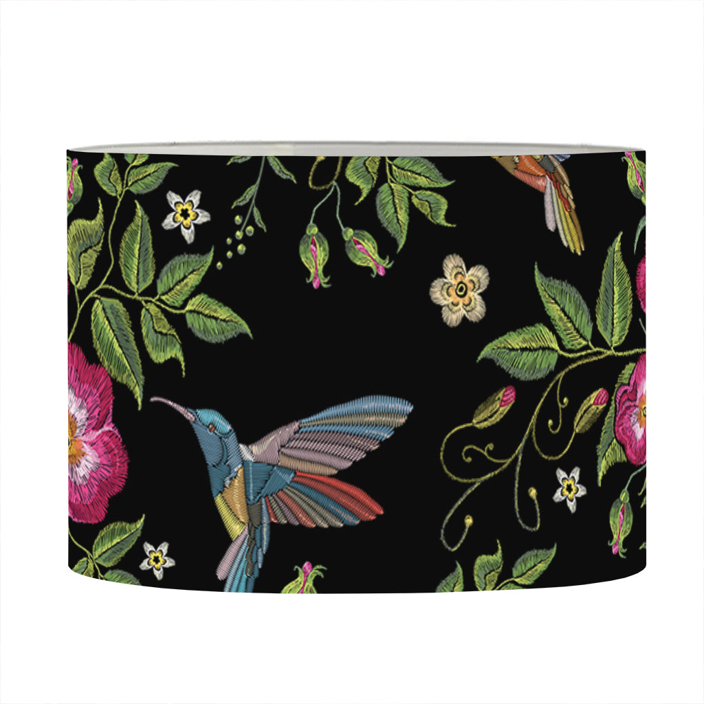 Wild Flowers And Hummingbird Print Drum Lamp Shade