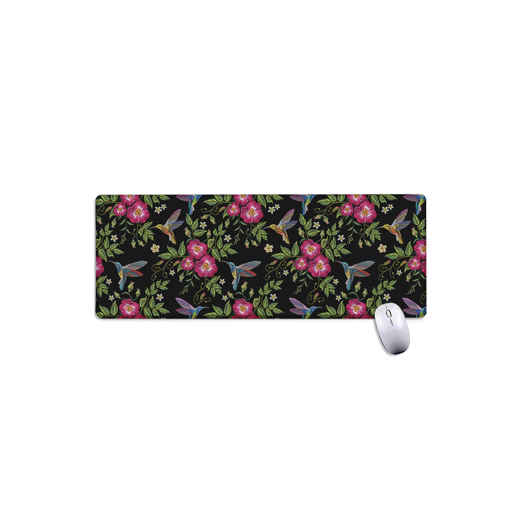 Wild Flowers And Hummingbird Print Extended Mouse Pad
