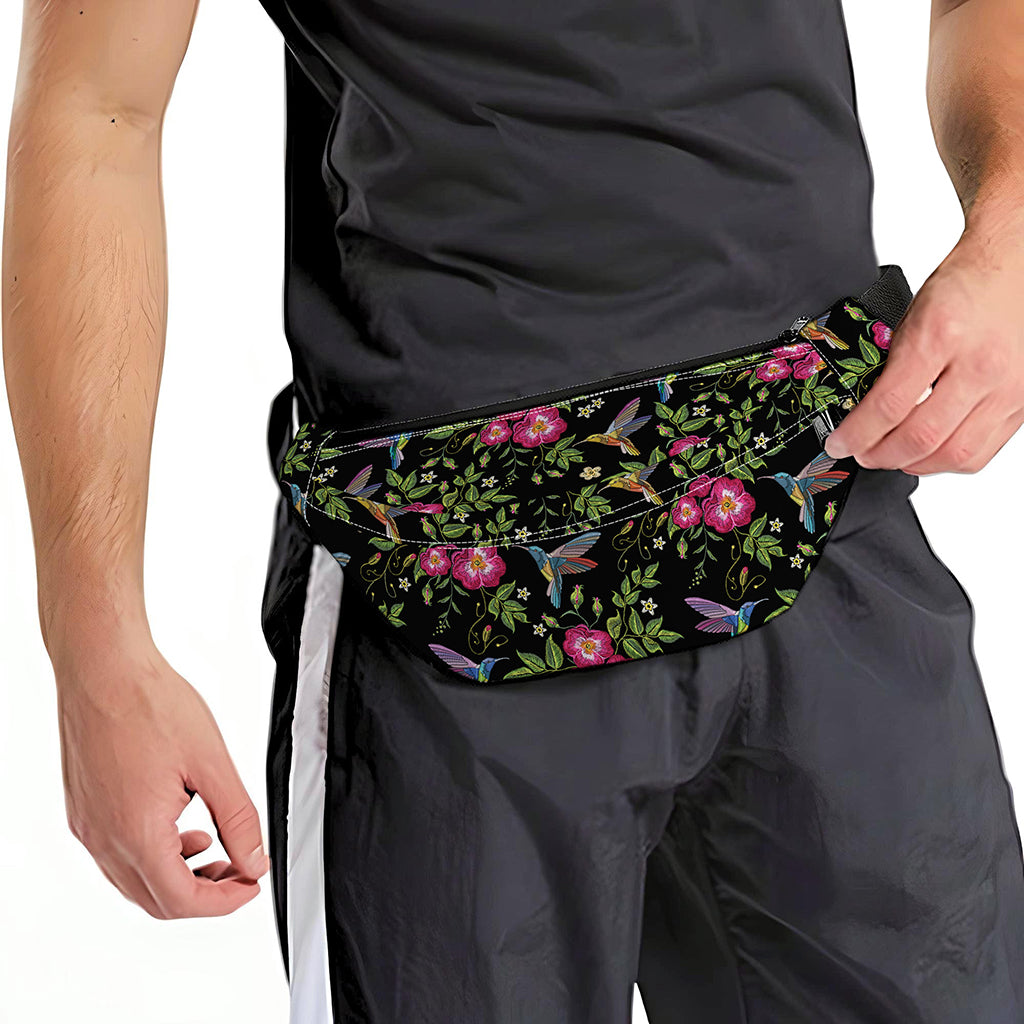 Wild Flowers And Hummingbird Print Fanny Pack