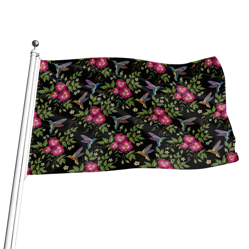 Wild Flowers And Hummingbird Print Flag