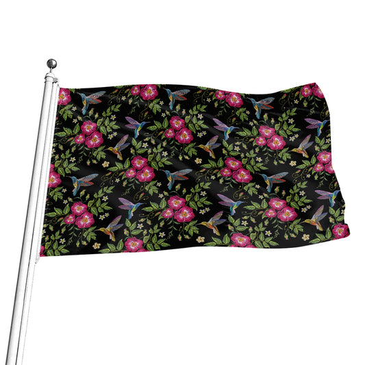 Wild Flowers And Hummingbird Print Flag