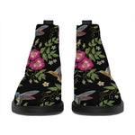 Wild Flowers And Hummingbird Print Flat Ankle Boots