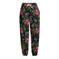 Wild Flowers And Hummingbird Print Fleece Lined Knit Pants