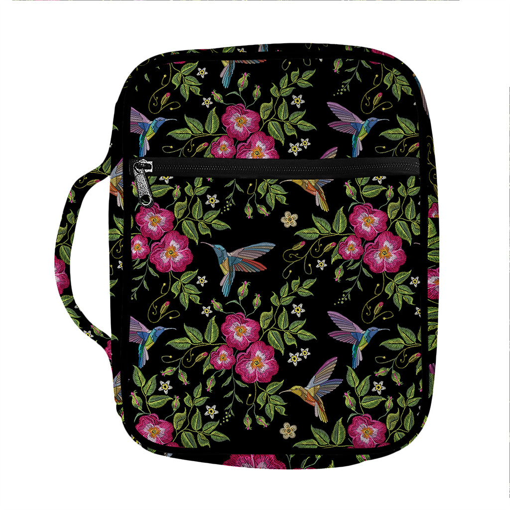 Wild Flowers And Hummingbird Print Front Pocket Bible Bag