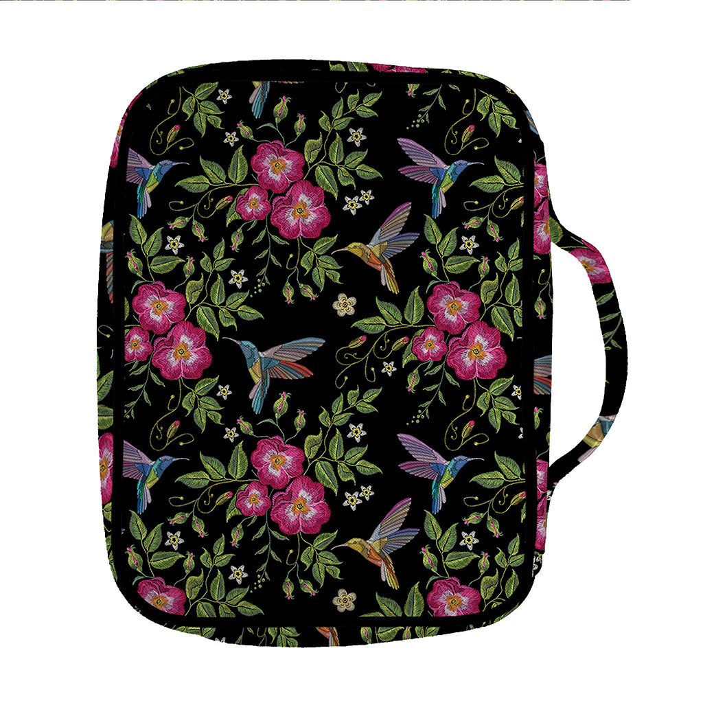 Wild Flowers And Hummingbird Print Front Pocket Bible Bag