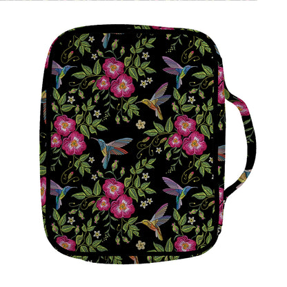 Wild Flowers And Hummingbird Print Front Pocket Bible Bag