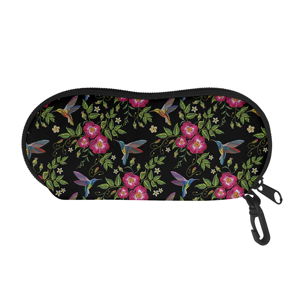Wild Flowers And Hummingbird Print Glasses Case