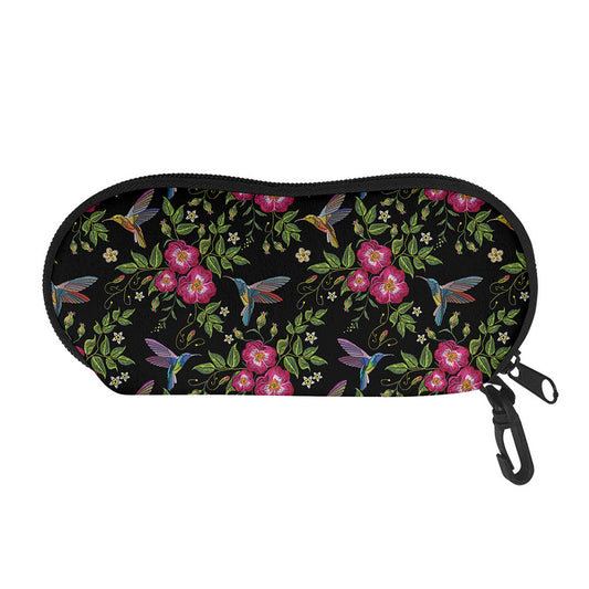 Wild Flowers And Hummingbird Print Glasses Case
