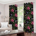 Wild Flowers And Hummingbird Print Grommet Curtains