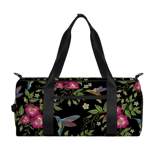Wild Flowers And Hummingbird Print Gym Bag