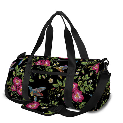 Wild Flowers And Hummingbird Print Gym Bag