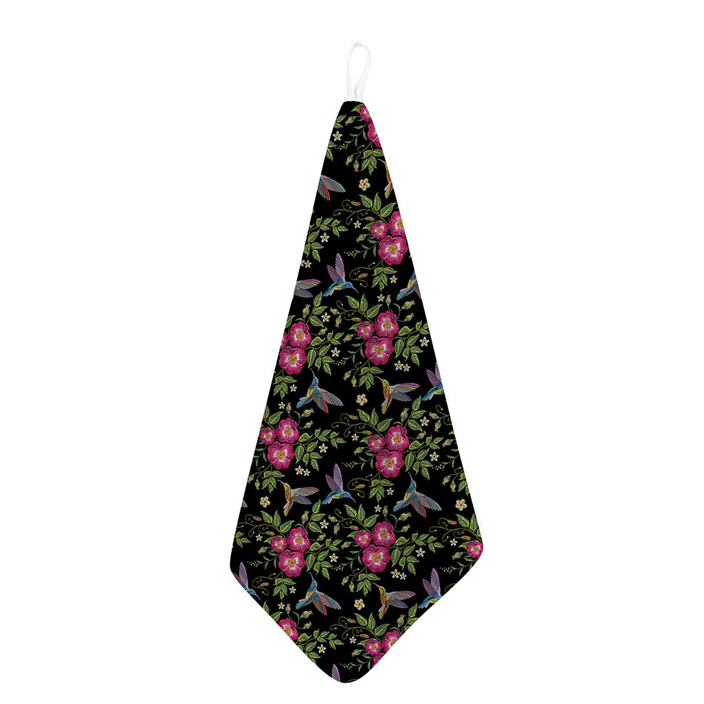 Wild Flowers And Hummingbird Print Hand Towel