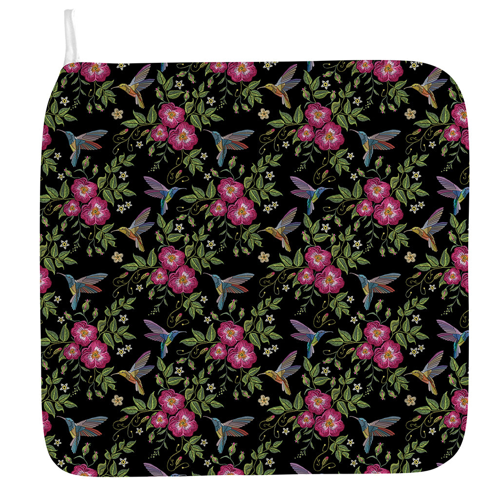 Wild Flowers And Hummingbird Print Hand Towel