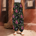 Wild Flowers And Hummingbird Print Harem Pants