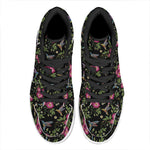 Wild Flowers And Hummingbird Print High Top Leather Sneakers