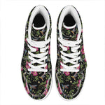 Wild Flowers And Hummingbird Print High Top Leather Sneakers