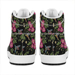 Wild Flowers And Hummingbird Print High Top Leather Sneakers