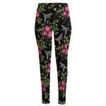 Wild Flowers And Hummingbird Print High-Waisted Pocket Leggings