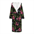 Wild Flowers And Hummingbird Print Hooded Bathrobe