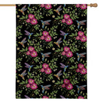 Wild Flowers And Hummingbird Print House Flag