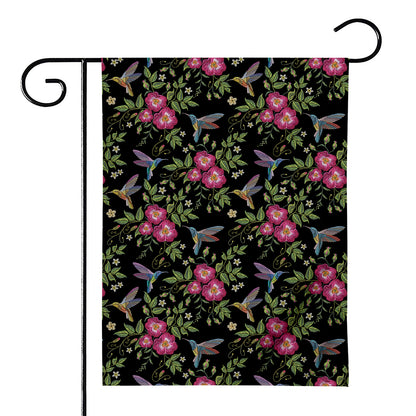 Wild Flowers And Hummingbird Print House Flag
