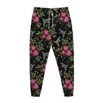 Wild Flowers And Hummingbird Print Jogger Pants