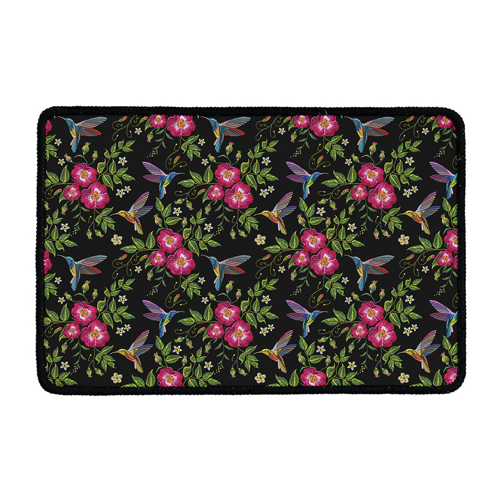 Wild Flowers And Hummingbird Print Kitchen Mat