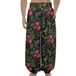 Wild Flowers And Hummingbird Print Lantern Pants