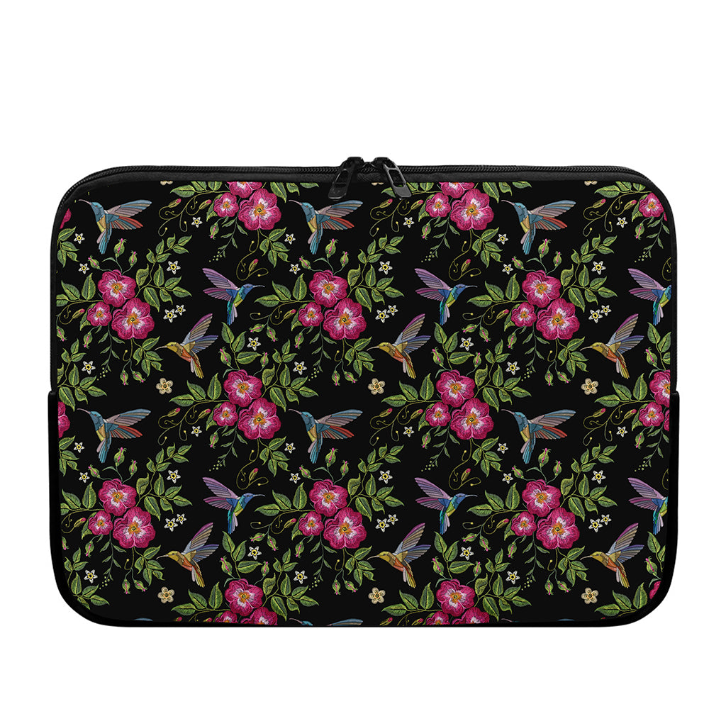 Wild Flowers And Hummingbird Print Laptop Sleeve