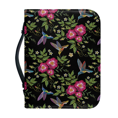 Wild Flowers And Hummingbird Print Leather Bible Cover