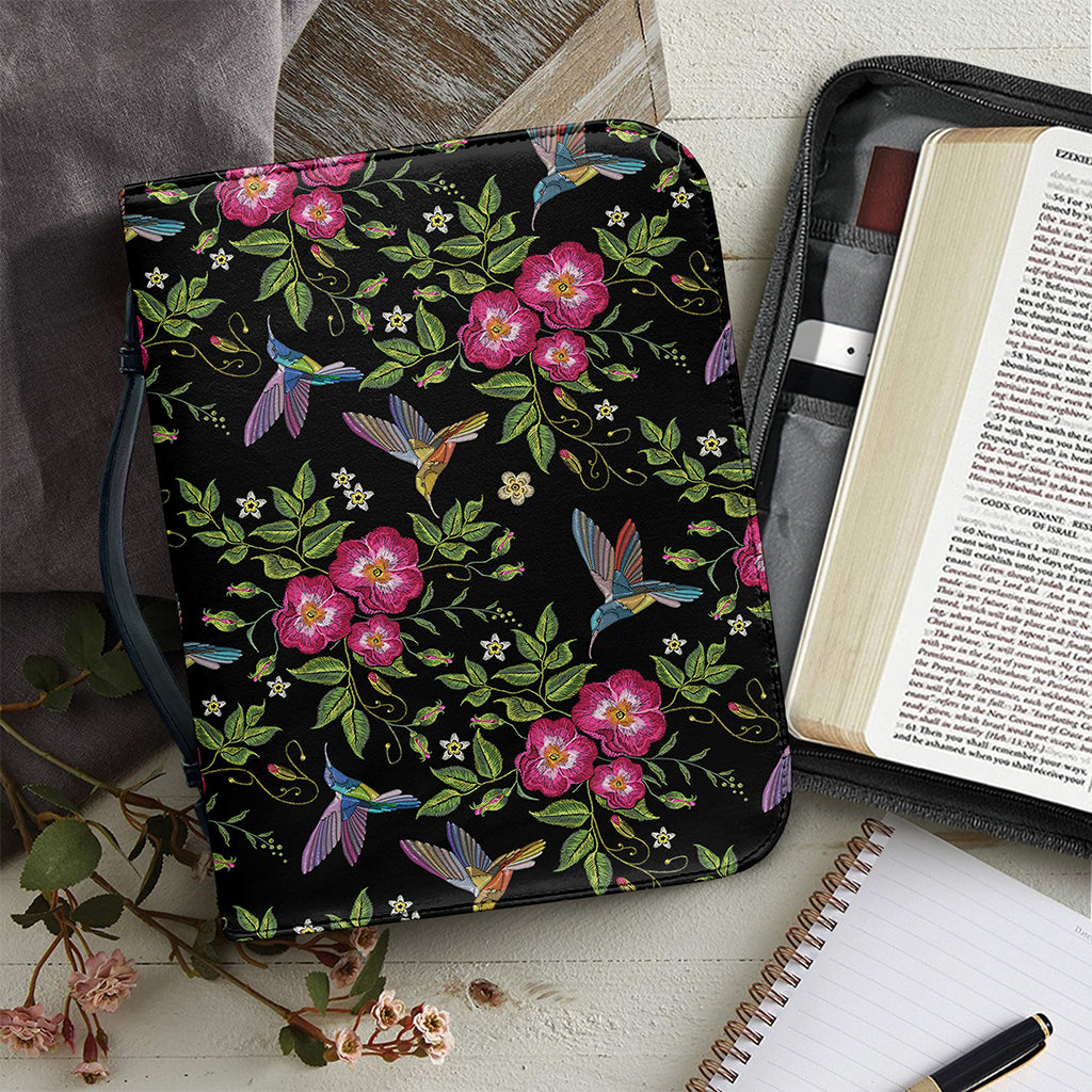Wild Flowers And Hummingbird Print Leather Bible Cover
