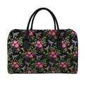 Wild Flowers And Hummingbird Print Leather Duffel Bag
