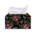 Wild Flowers And Hummingbird Print Leather Tissue Box Cover