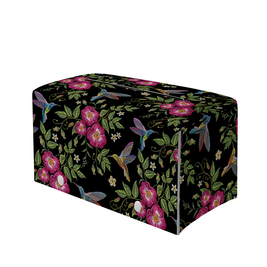 Wild Flowers And Hummingbird Print Leather Tissue Box Cover