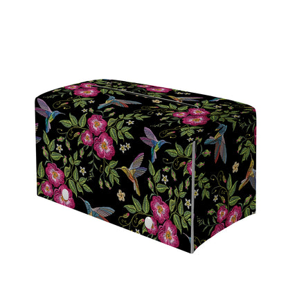 Wild Flowers And Hummingbird Print Leather Tissue Box Cover
