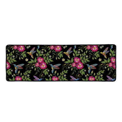 Wild Flowers And Hummingbird Print Long Kitchen Mat