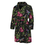 Wild Flowers And Hummingbird Print Men's Bathrobe
