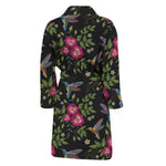 Wild Flowers And Hummingbird Print Men's Bathrobe