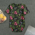 Wild Flowers And Hummingbird Print Men's Bodysuit