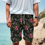 Wild Flowers And Hummingbird Print Men's Cargo Shorts