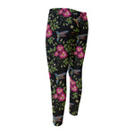 Wild Flowers And Hummingbird Print Men's Compression Pants