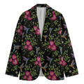 Wild Flowers And Hummingbird Print Men's Cotton Blazer